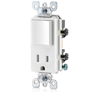 Apagador con tomacorriente blanco leviton decora 5625-W 15 amp