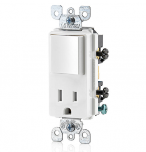 Apagador con tomacorriente blanco leviton decora 5625-W 15 amp