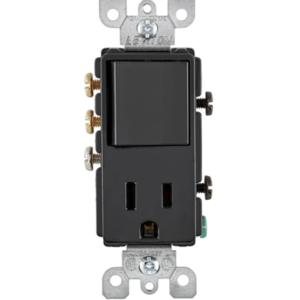 Interruptor 3 vías apagador con toma negro decora leviton 15 amp 5645-E