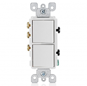 Apagador doble combinado unipolar y 3 vías leviton decora blanco 5641-W