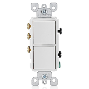 Apagador doble combinado unipolar y 3 vías leviton decora blanco 5641-W
