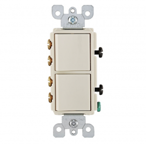 Apagador doble escalera leviton decora almendra 5643-T