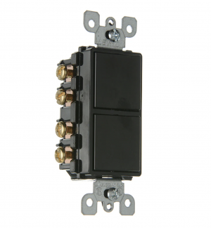 Apagador doble escalera leviton decora negro 5643-E