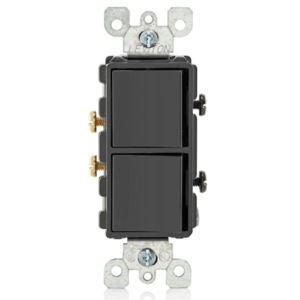 Apagador doble leviton decora negro 15A 120/277V 5634-E