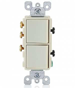 5641-T Apagador Leviton Decora Doble Escalera y Sencillo Almendra