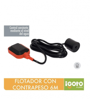 Flotador eléctrico iGoto FPS-6 con cable de 6 metros para control automático de nivel de agua.