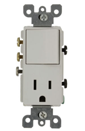Apagador con toma blanco leviton decora 5645-W