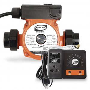 BOMBA RECIRCULADORA 1/25 HP EVANS BRAC-DUO con Termostato Automatizador