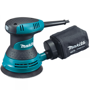 Lijadora orbital excéntrica Makita BO5030 de 5 pulgadas con sistema de recolección de polvo y motor de 300 W para acabados profesionales.