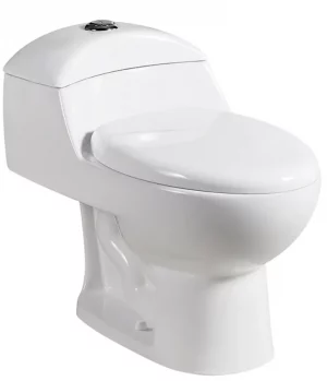 Sanitario One Piece alargado WC.4006.01 de cerámica blanca brillante con descarga dual ecológica y asiento de cierre lento